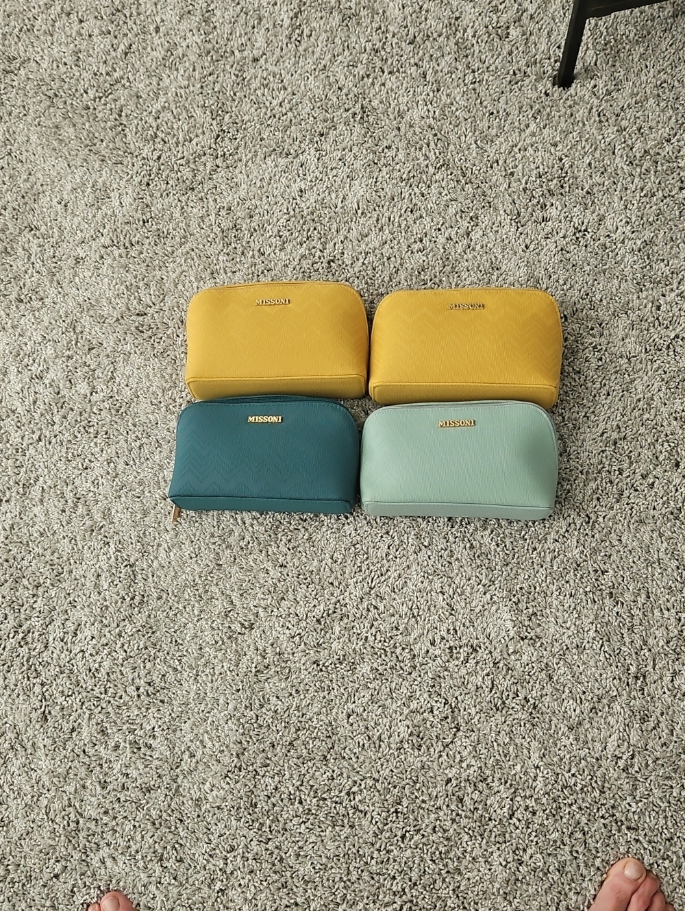 Missoni Yellow, Teal & Mint Leather Cosmetic Pouches - Set of 4